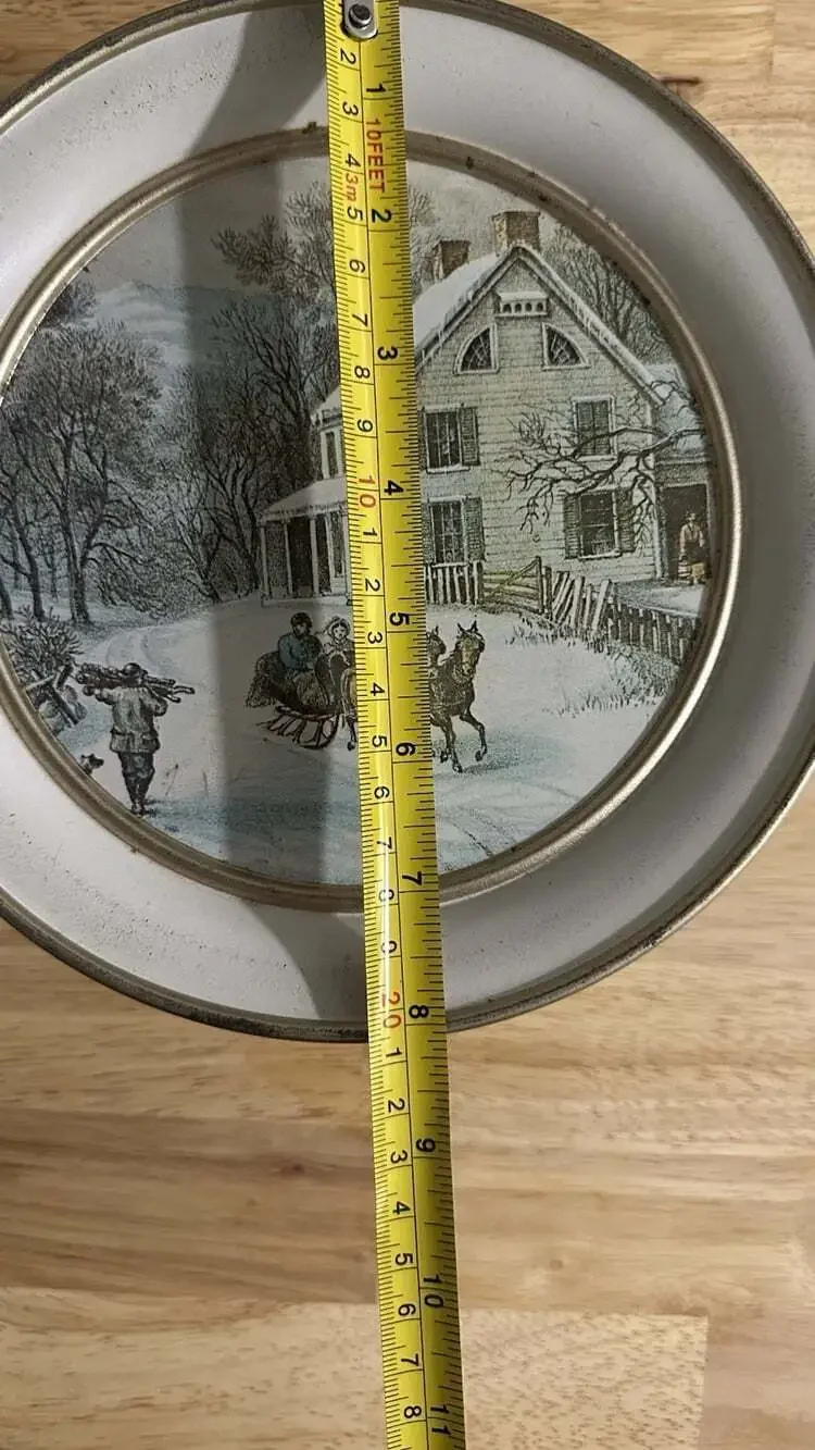Vintage Currier And Ives The American Homestead-Winter 1968 Tin Horses & Sleigh